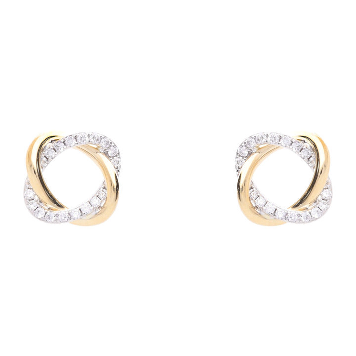 Entwined Diamond 18ct Yellow and White Gold Open Stud Earrings