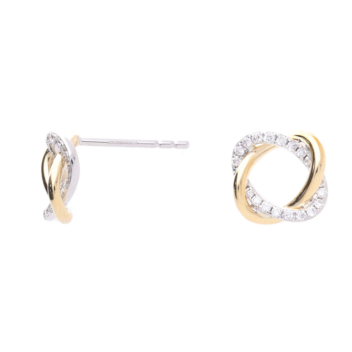 Entwined Diamond 18ct Yellow and White Gold Open Stud Earrings