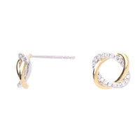 Entwined Diamond 18ct Yellow and White Gold Open Stud Earrings