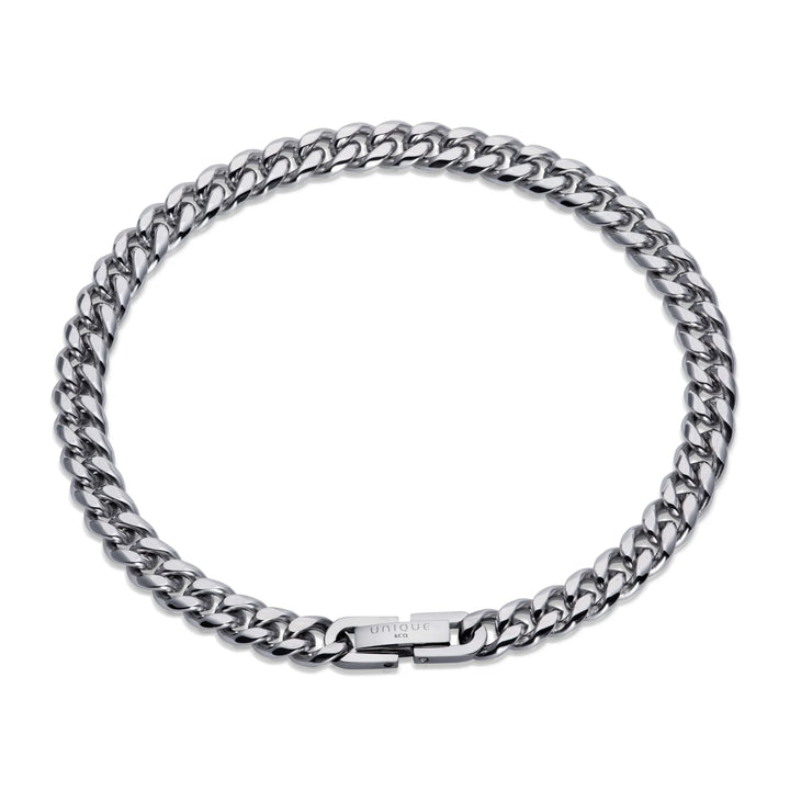 Unique Brushed Curb Link Stainless Steel Bracelet 21cm