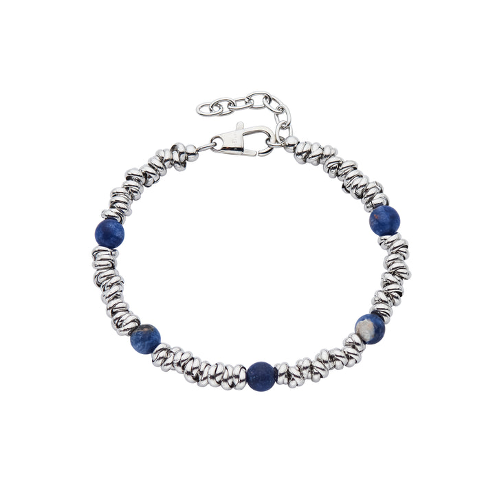 Unique Lapis Bead Stainless Steel bracelet 21cm