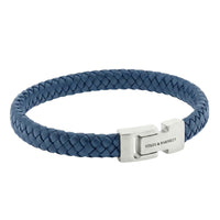 Steel and Barnett Archie Denim Jeans Blue Braided Leather Men's Bracelet - Medium
