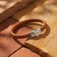 Steel and Barnett Archie Peanut Braided Leather Men's Bracelet - Medium