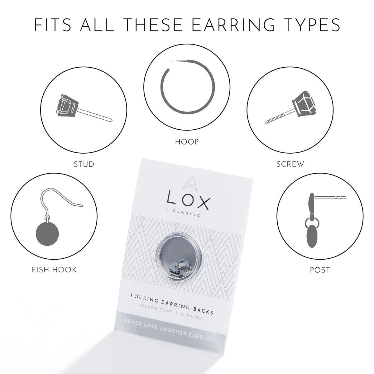 LOX Classic Earring Backs - Silver Tone - Michael Jones Jeweller