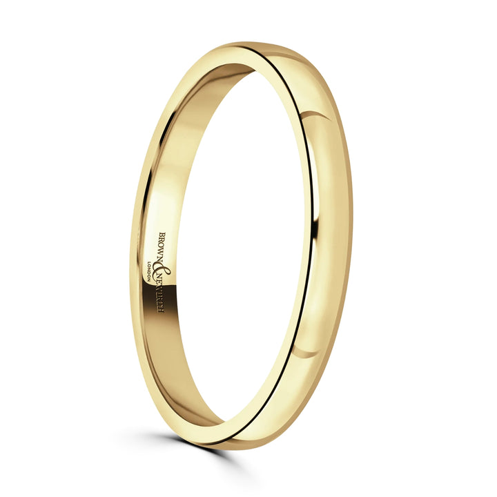 2mm Contemporary Court 9ct Yellow Gold Wedding Ring by Brown & Newirth