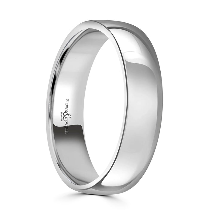 5mm Contemporary Cout 9ct White Gold Wedding Ring by Brown 7 Newirth