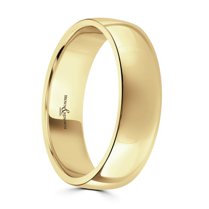 6mm Contemporary Court 9ct Yellow Gold Wedding Ring by Brown & Newirth