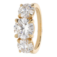 Laboratory Grown 4.00ct Round Brilliant Cut Diamond Three Stone 18ct Yellow Gold Ring - Michael Jones Jeweller