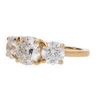 Laboratory Grown 4.00ct Round Brilliant Cut Diamond Three Stone 18ct Yellow Gold Ring