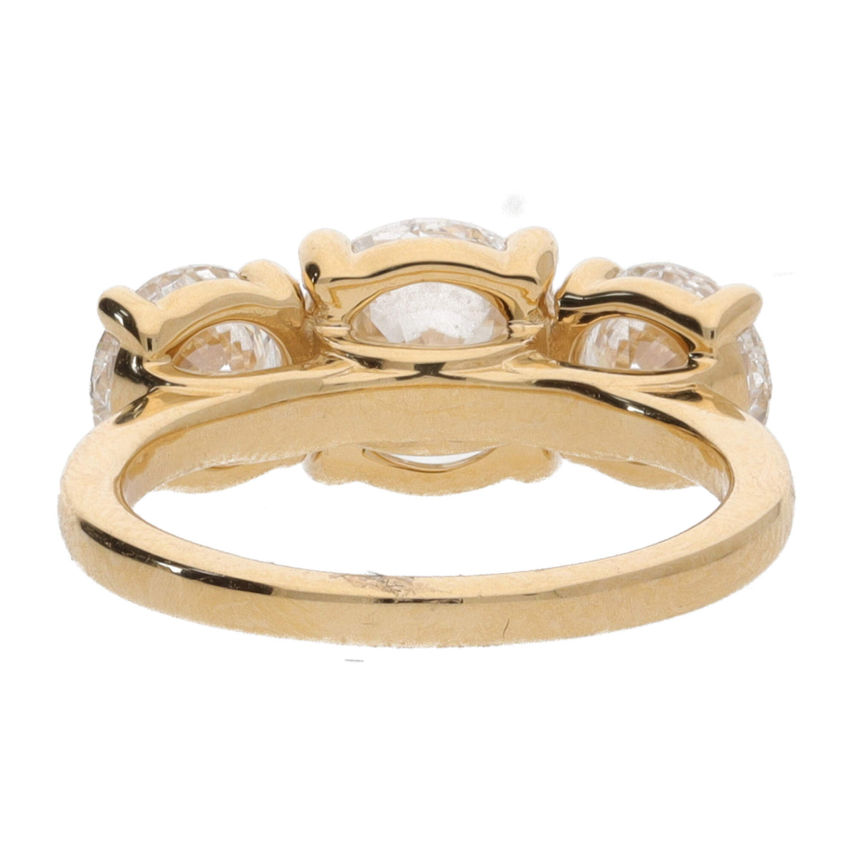 Laboratory Grown 4.00ct Round Brilliant Cut Diamond Three Stone 18ct Yellow Gold Ring - Michael Jones Jeweller