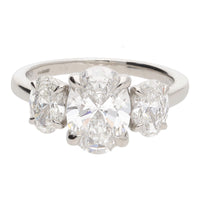 Laboratory Gorwn 3.00 Oval Diamond Platinum Three Stone Ring