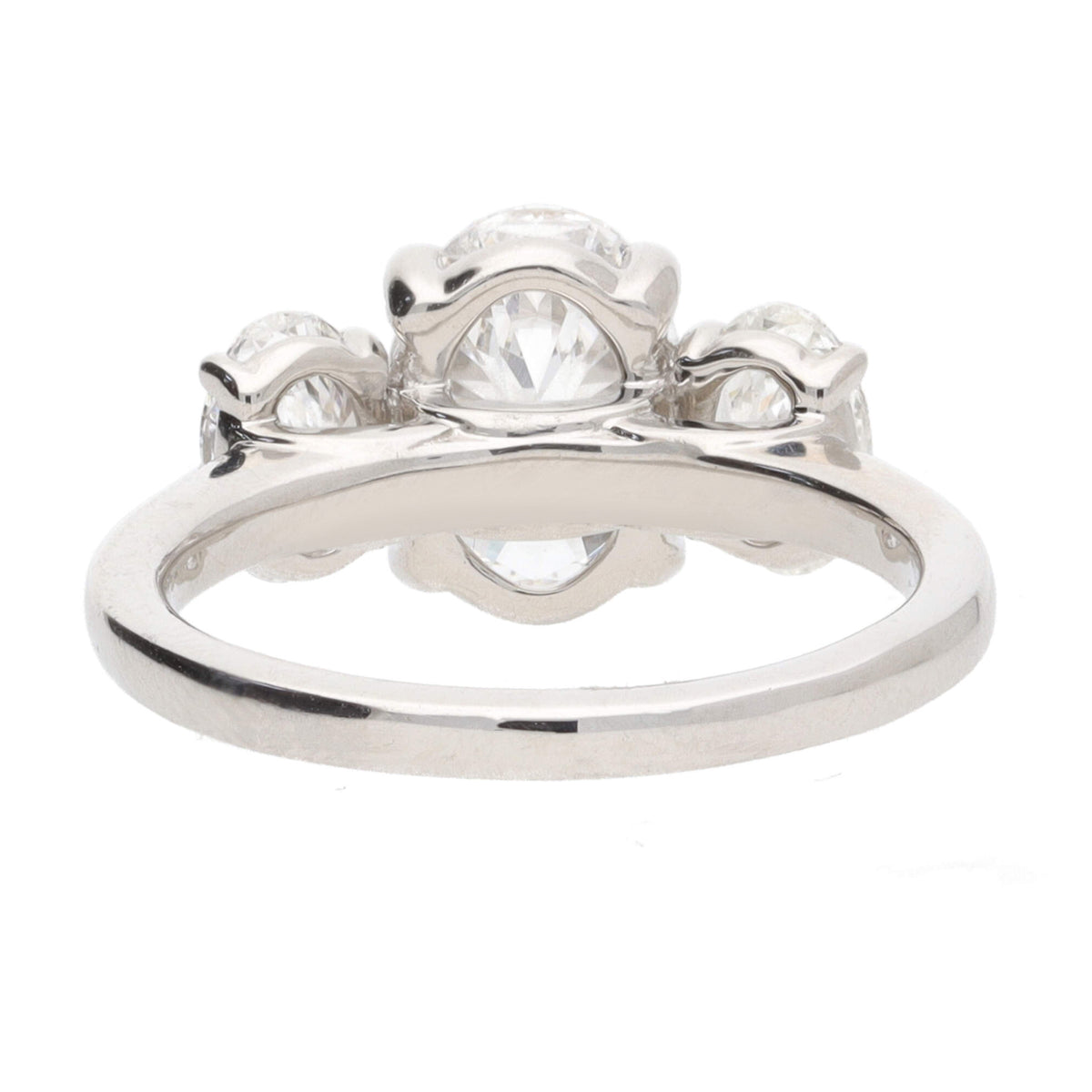 Laboratory Gorwn 3.00 Oval Diamond Platinum Three Stone Ring - Michael Jones Jeweller