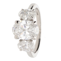 Laboratory Gorwn 3.00 Oval Diamond Platinum Three Stone Ring