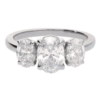Laboratory Grown 2.25ct Oval Diamond Platinum Three Stone Ring