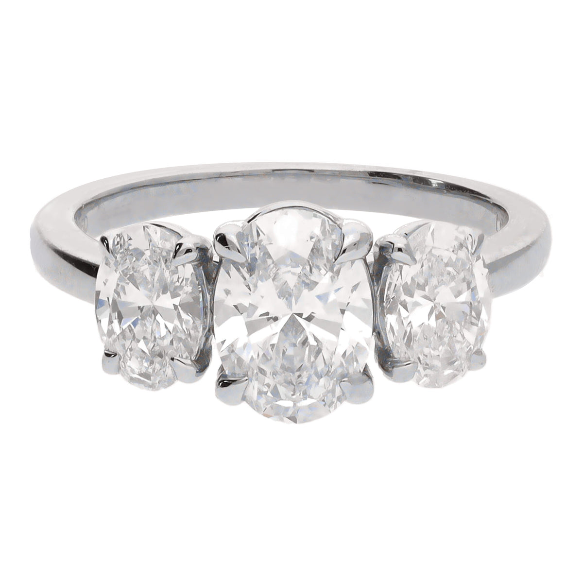 Laboratory Grown 2.25ct Oval Diamond Platinum Three Stone Ring