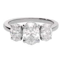 Laboratory Grown 2.25ct Oval Diamond Platinum Three Stone Ring