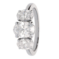 Laboratory Grown 2.25ct Oval Diamond Platinum Three Stone Ring