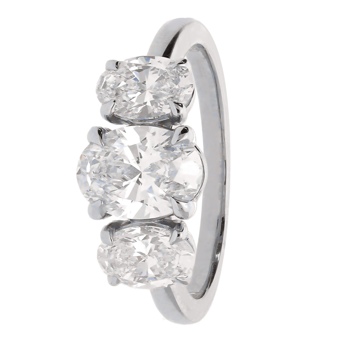 Laboratory Grown 2.25ct Oval Diamond Platinum Three Stone Ring