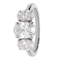 Laboratory Grown 2.25ct Oval Diamond Platinum Three Stone Ring