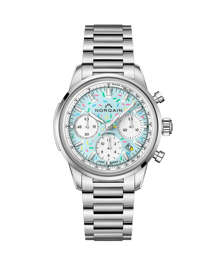 NORQAIN Freedom Enjoy Life "Sprinkles" 40mm Blue Automatic Chronograph Watch N2201.19S04.A01.S01