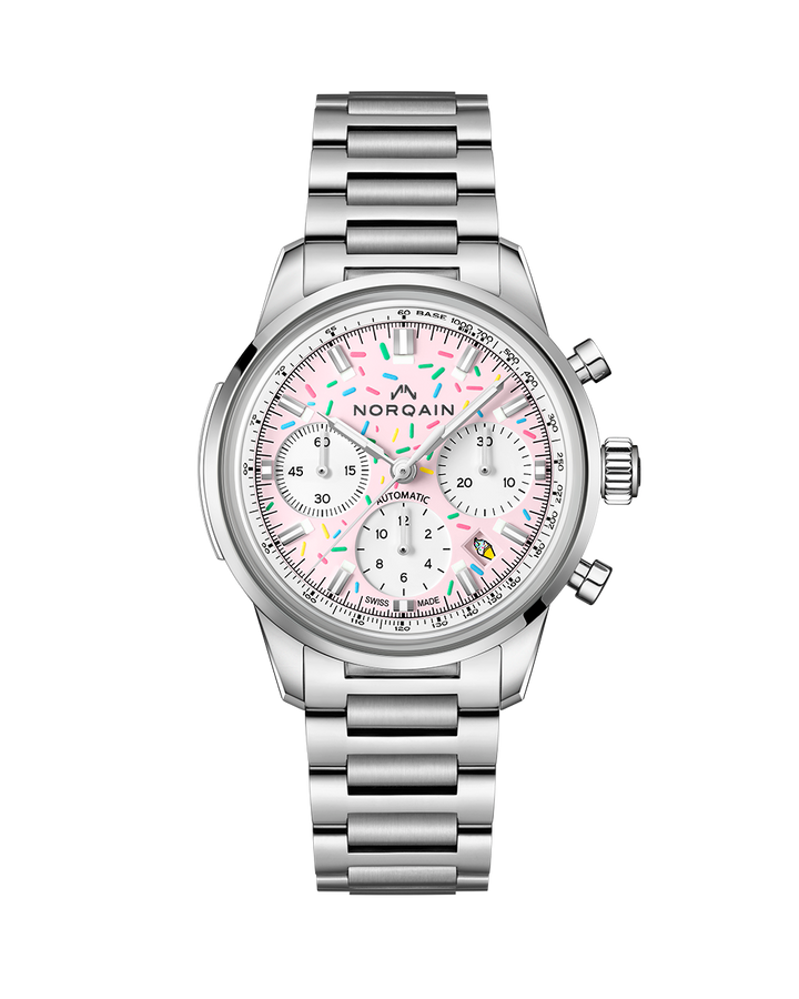 NORQAIN Freedom Enjoy Life "Sprinkles" 40mm Pink Automatic Chronograph Watch N2201.19S04.K01.S01