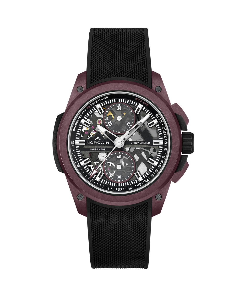 NORQAIN Wild ONE 42mm Black and Burgundy Automatic Chronograph Limited Edition Watch N3002.40Q02.B01.R01 - Michael Jones Jeweller