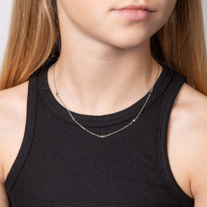 D for Diamond Star Station Silver Necklace