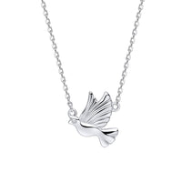 D for Diamond Flying Dove Silver Pendant