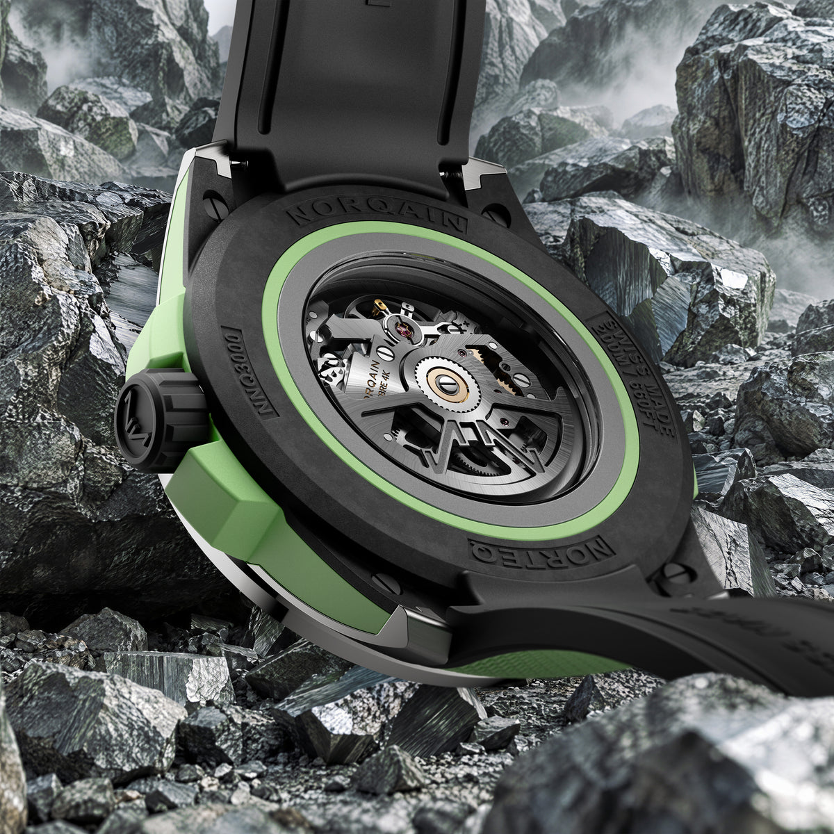 NORQAIN Wild ONE Skeleton Titanium 42mm Mint Green Automatic Watch N3000.26T01.B01.R02