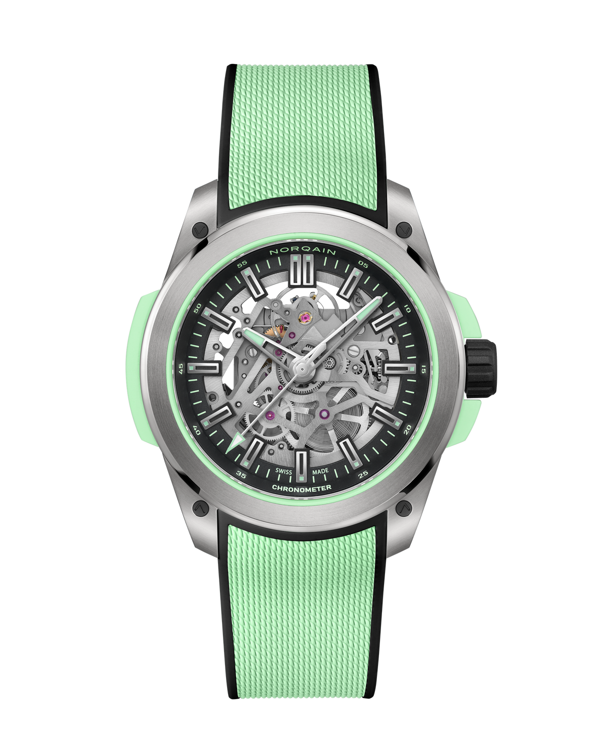 NORQAIN Wild ONE Skeleton Titanium 42mm Mint Green Automatic Watch N3000.26T01.B01.R02