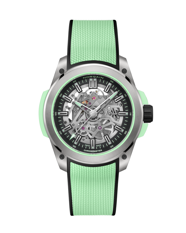 NORQAIN Wild ONE Skeleton Titanium 42mm Mint Green Automatic Watch N3000.26T01.B01.R02