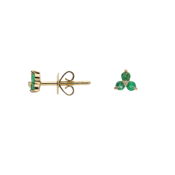 Emerald and Diamond 9ct Yellow Gold Stud Earrings