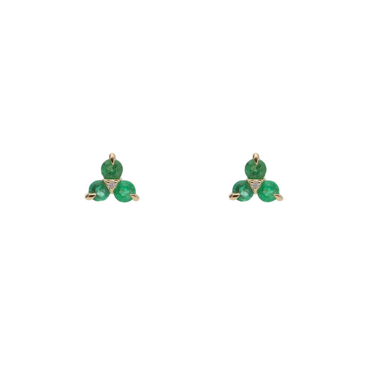 Emerald and Diamond 9ct Yellow Gold Stud Earrings - Michael Jones Jeweller