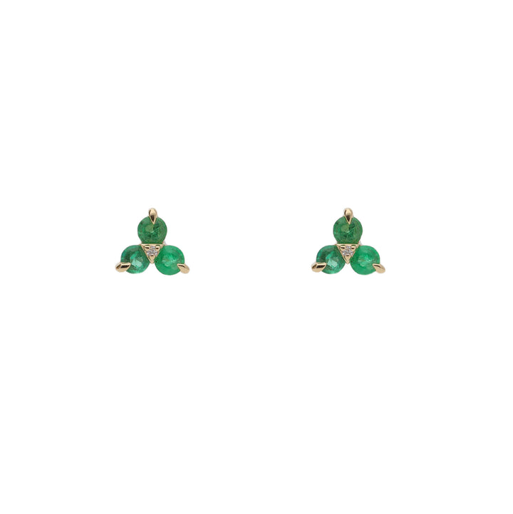 Emerald and Diamond 9ct Yellow Gold Stud Earrings