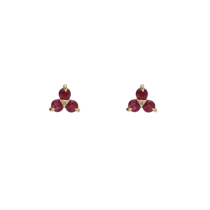 Ruby and Diamond 9ct Yellow Gold Stud Earrings