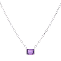 Octagonal Amethyst 9ct White Gold Necklace