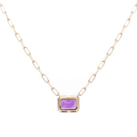 Amethyst Horizontal Octagonal 9ct Yellow Gold Necklace