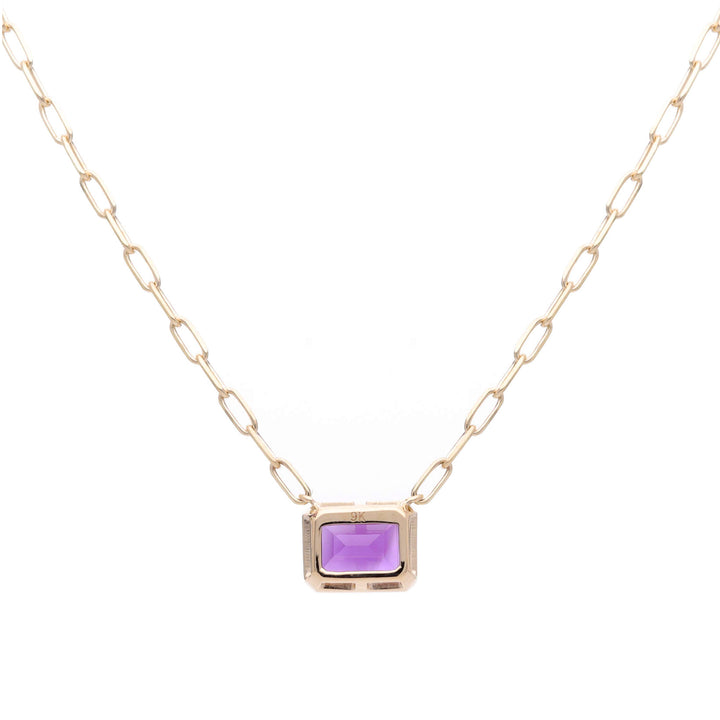Amethyst Horizontal Octagonal 9ct Yellow Gold Necklace