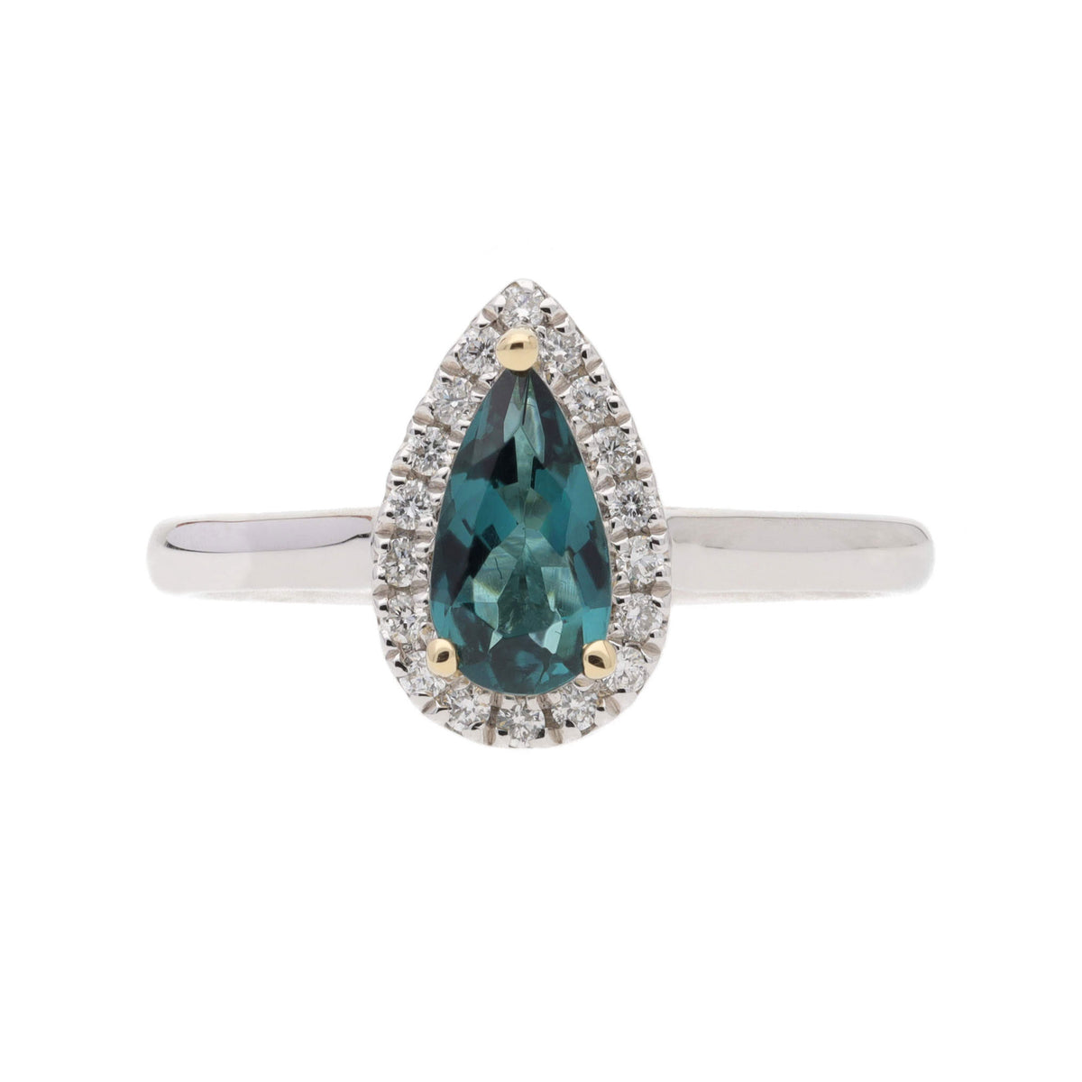Green Tourmaline and Diamond Platinum and 18ct Yellow Gold Ring - Michael Jones Jeweller