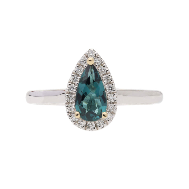 Green Tourmaline and Diamond Platinum and 18ct Yellow Gold Ring - Michael Jones Jeweller