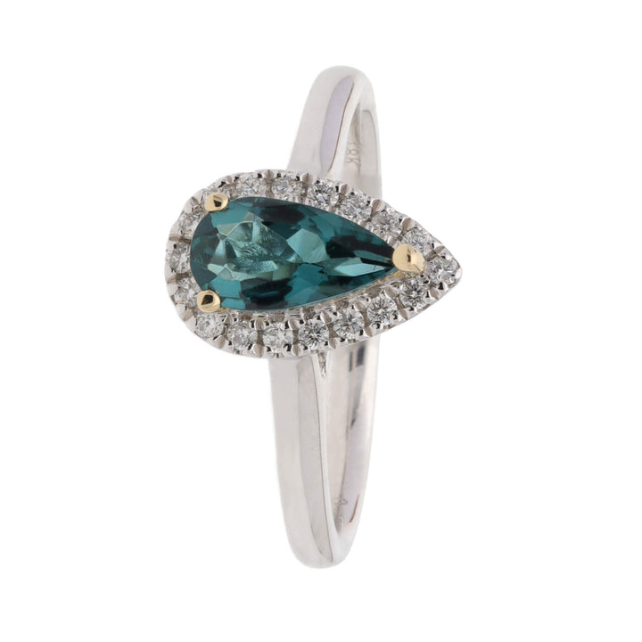 Green Tourmaline and Diamond Platinum and 18ct Yellow Gold Ring