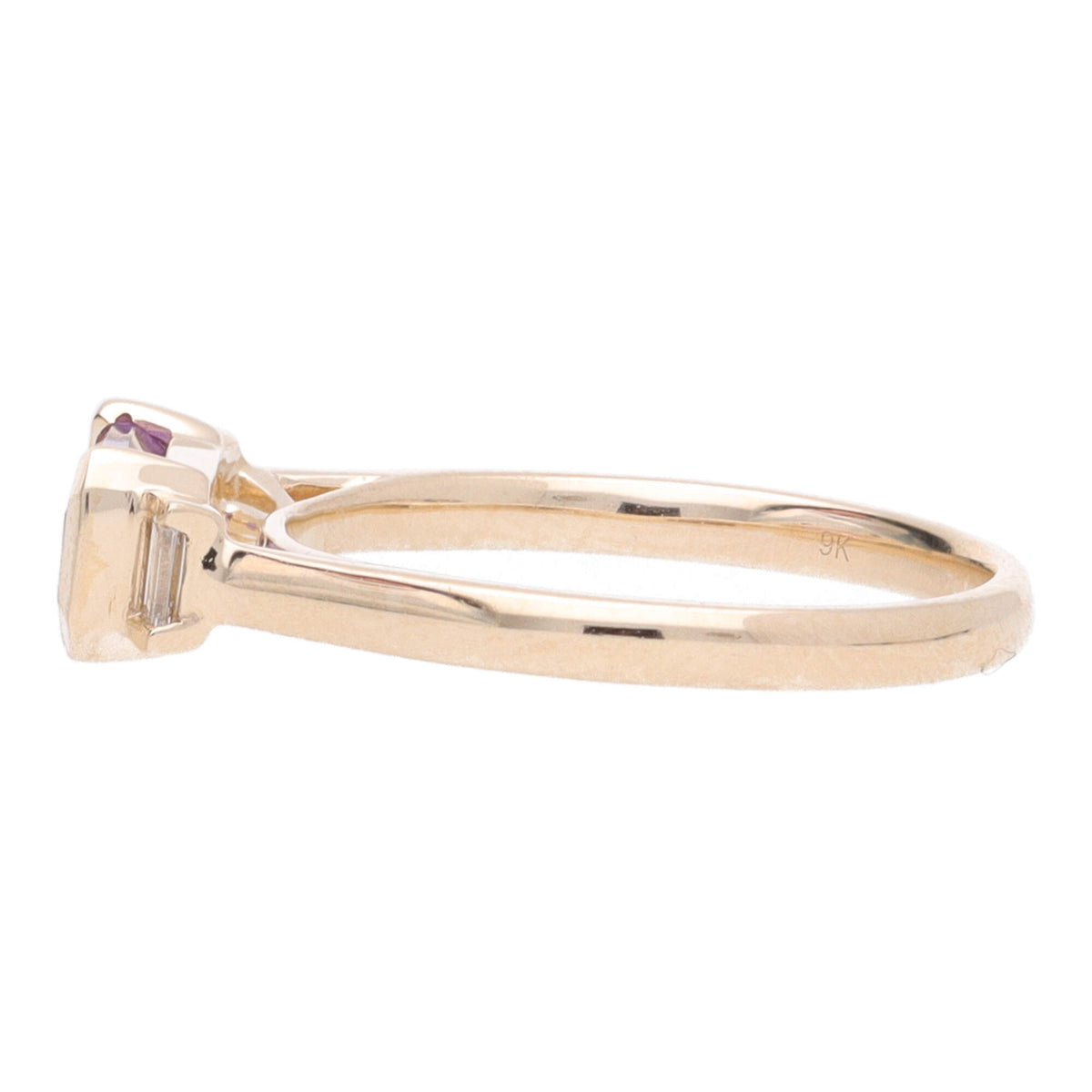 Amethyst and Diamond Elongted 9ct Yellow Gold Ring - Michael Jones Jeweller