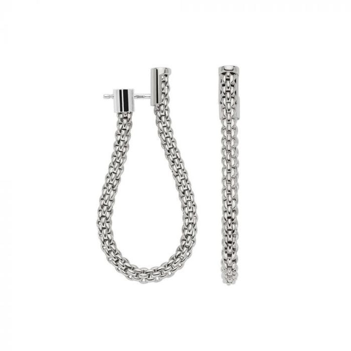 FOPE Flex'it Essentials 18ct White Gold Oval Mesh Medium Hoop Earrings