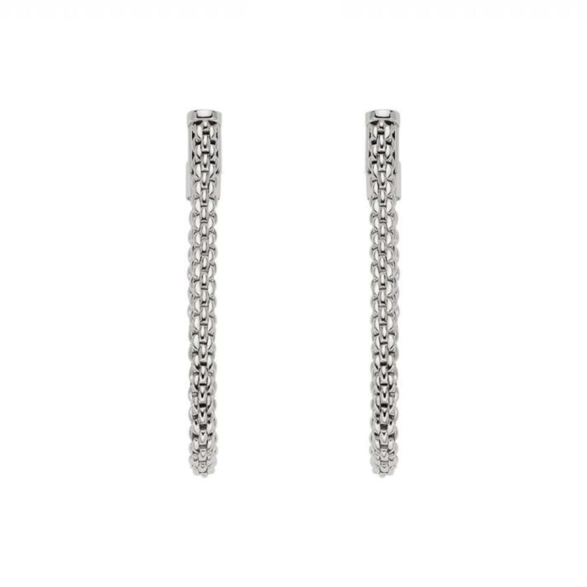 FOPE Flex'it Essentials 18ct White Gold Oval Mesh Medium Hoop Earrings - Michael Jones Jeweller