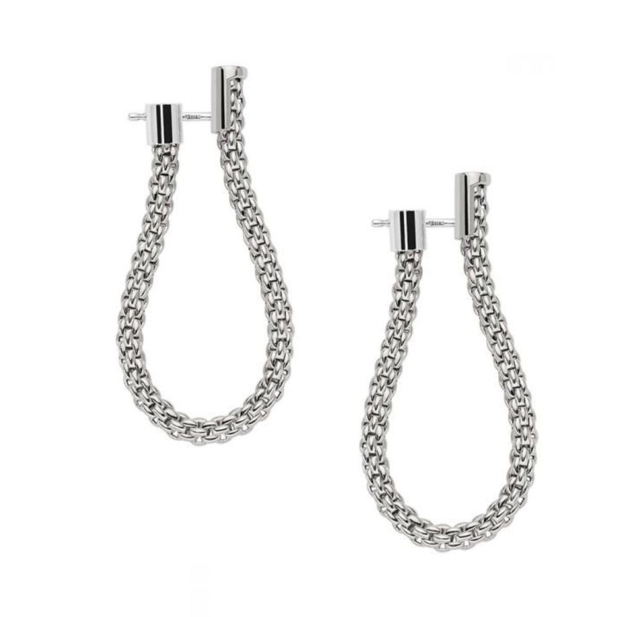 FOPE Flex'it Essentials 18ct White Gold Oval Mesh Medium Hoop Earrings - Michael Jones Jeweller