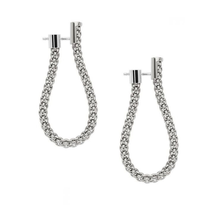 FOPE Flex'it Essentials 18ct White Gold Oval Mesh Medium Hoop Earrings