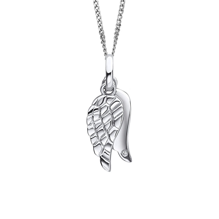 D for Diamond Wings Silver Pendant
