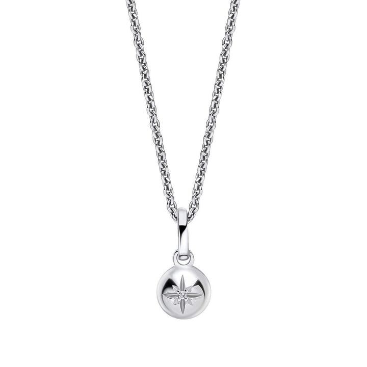 D for Diamond Spherical Starburst Silver Pendant