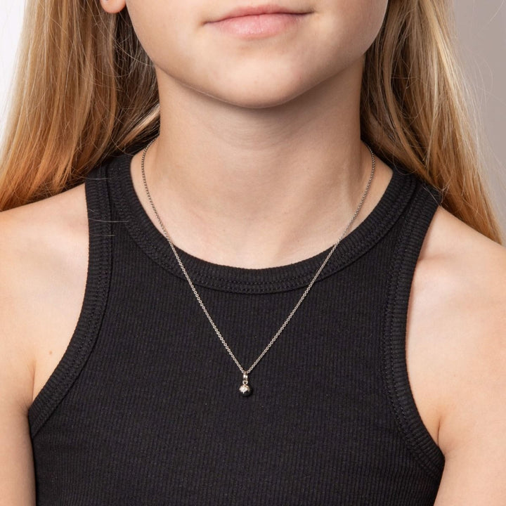 D for Diamond Spherical Starburt Silver Pendant