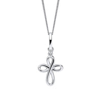 D for Diamond Organic Swirl Cross Silver Pendant